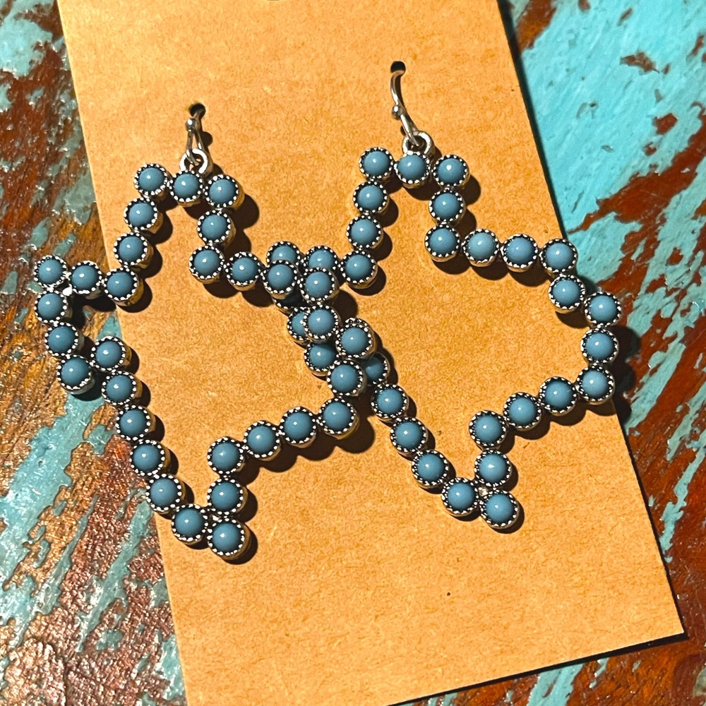 Faux Turquoise Texas shaped dangle earrings
